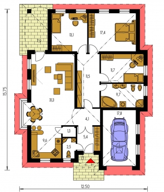 Mirror image | Floor plan of ground floor - BUNGALOW 52